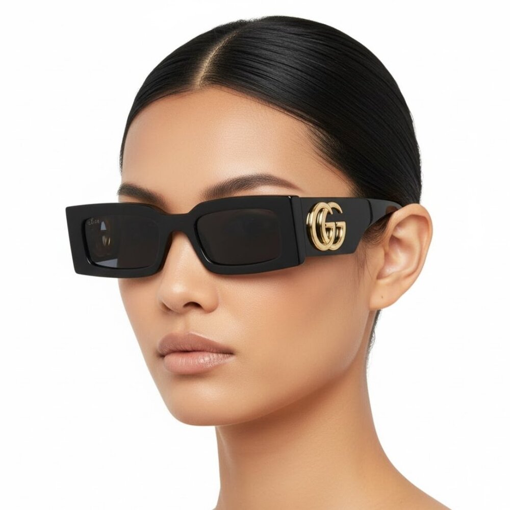 New Authentic Gucci Grey Rectangular Sunglasses G… - image 1